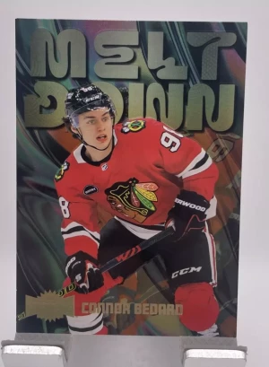 2023 UPPER DECK METAL UNIVERSE #M5 CONNOR BEDARD MELT DOWN ROOKIE RC GOLD /99 front